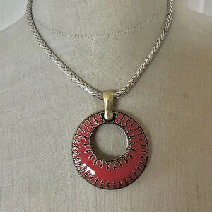 Premier Designs Reversible Moroccan Pendant Necklace Coral/Blue